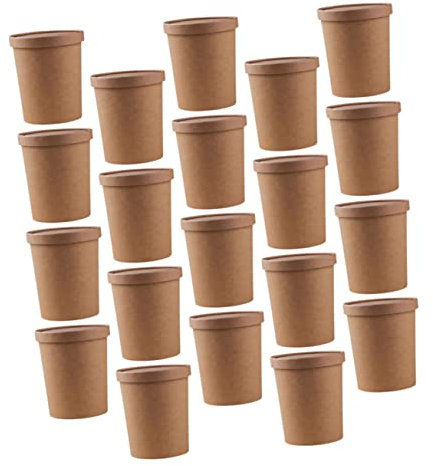 Cabilock 25 Juegos Copa Odén recipientes de sopa de papel recipientes de sopa desechables tazas de espresso tazas de café desechables tazas con tapas taza de sopa impermeable taza de helado