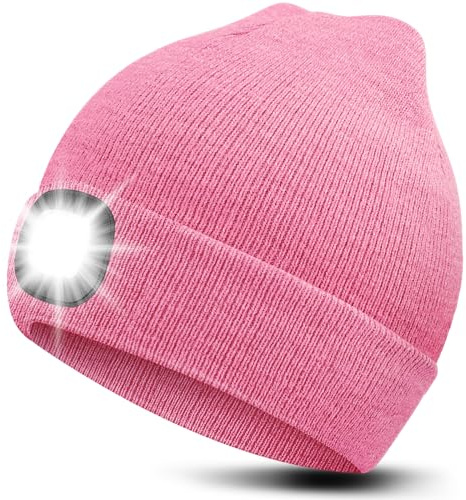 Richaa Geschenke für Frauen Männer Weihnachten Mütze mit LED Licht Herren Wiederaufladbare LED Mütze Damen Winter Beanie Stirnlampe Lustige Kleine Geschenke für Mama Papa Freundin Paare Oma