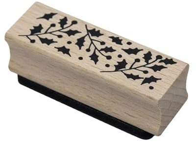 Artoz Sello de madera con texto en inglés Acebo, 60 x 20 mm, diseño para tarjetas de invitaciones, cumpleaños, saludos