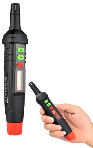 Portable Natural Gas Leak Detector, High Precision Gas Analyzer with LCD Display, Visual and Audible Alarm, Detect Flammable Gases, Low Battery Prompt, for Home Kitchen Camper Trailer