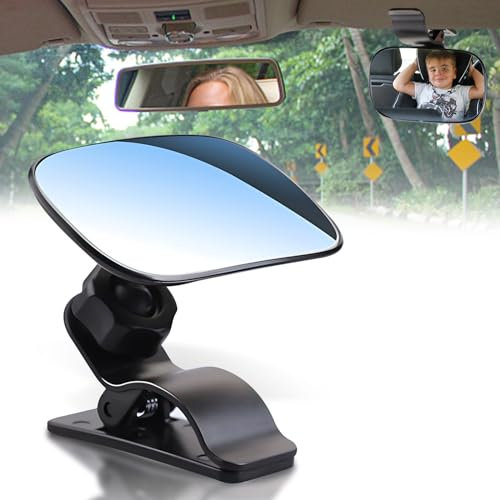 Rückspiegel Auto für Kindersitz und Autositz - 360° Drehbar, Rahmenloser Spiegel Mit Saugnapf, Großes Sichtfeld, Schwarz