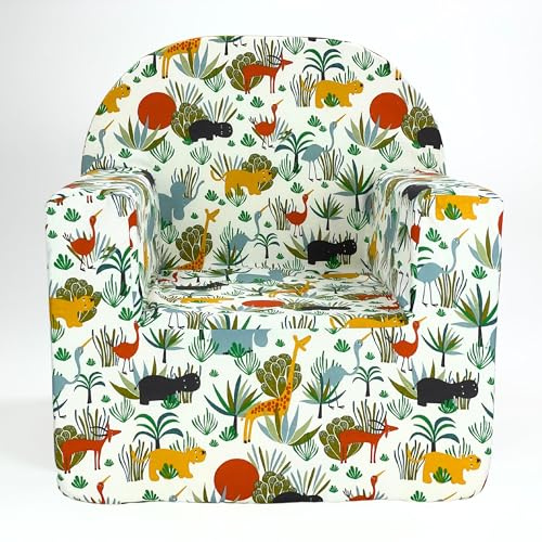 Babysanity Poltroncina Bimbi Rivestimento 100% Cotone Sfoderabile Imbottitura Alta Intensità Migliorata Poltrona per Bambini Comoda Leggera Ideale per Cameretta - Made in Italy - (Kid’s Sofa Animals)