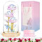 LinjunFa Gift for Women - Eternal Rose - Forever Roses in Glass Dome,Beauty and The Beast Rose with LED Light,Sparkly Galaxy Roses Birthday Gift for Her, Preserved Flowers Artificial Rose Women's Gift