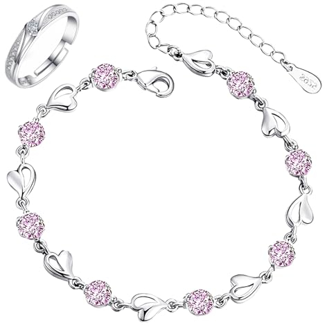 Armband Silber 925 Damen Liebesherz Armband, Verstellbares Armkettenglied für Damen, Silber 925 Armkette