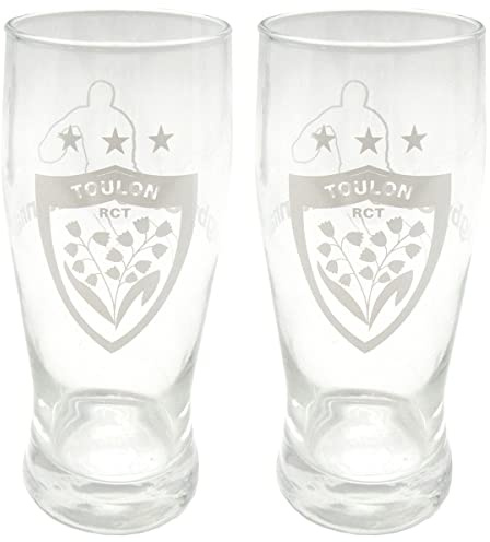 RCT 2 x Verre à bière RC Toulon - Rugby Club Toulonnais - 300 ml