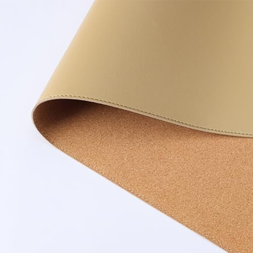 Rutschfeste Schreibtischunterlage aus natürlichem Kork und PU-Leder, mit runden Kanten, doppelseitig, für Maus, Laptop, Büro, Zuhause, wasserdichter Schreibtischschutz für Arbeiten (Khaki, 60 x 120 cm