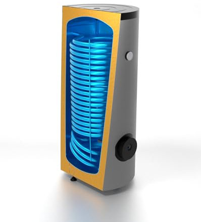 SUNEX Stoccaggio per pompe di calore, 200 l, con 1 scambiatore di calore, smaltato, fino a 95°C, 10 bar, anodo di magnesio, isolamento termico, per riscaldamento e acqua calda, caldaia, scaldabagno