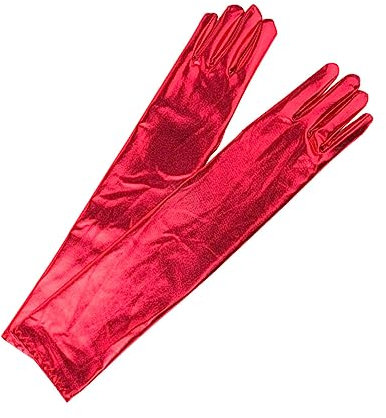 GALPADA Cosplay Handschuhe Aus Leuchtendem Kurze Tanzhandschuhe Für Frauen Für Kostümpartys Hochzeiten Und Besondere Anlässe Rot