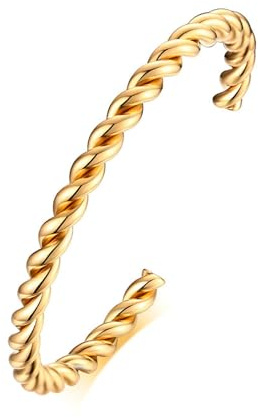 RIXERKOC Armreif Gold Damen 18K vergoldet Edelstahl Einfaches Offene Armreif, Poliert Twist Armreif Armband Handgefertigter minimalistischer Schmuck Geschenk für Frauen Mädchen