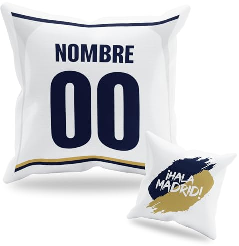 Cojín Personalizado fútbol Madrid Doble Cara - 35x35, Regalo Original