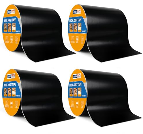ADHES Butylband Dichtungsbänder 100mm x 5m, 4 Rollen Wetterbeständig | Wasserdicht, Deckbalkenband Dach Reparaturband, Ideal für Holzdecks, Balken, Dächer