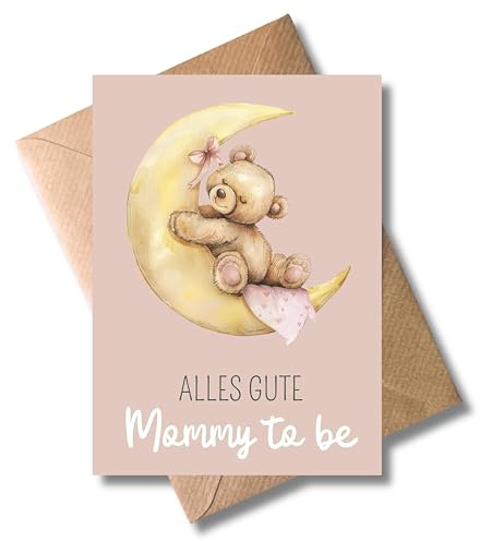 Mutterschutz Karte mit Umschlag - schöne Glückwunschkarte zur Geburt “Alles Gute Mommy to be” süße Geschenkkarte Schwangerschaft Abschiedskarte Babypause Geburt Baby Babyparty Mutter (DIN A6)