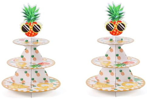 SHSHbuy 2 Pezzi Alzata per Cupcake Cartone,3 ripiani,Alzata per Torta in Cartone,Decorazioni per Cupcake,Supporti per Cupcake Supporto per feste di compleanno, matrimonio, Compleanni, Feste (Bianco)