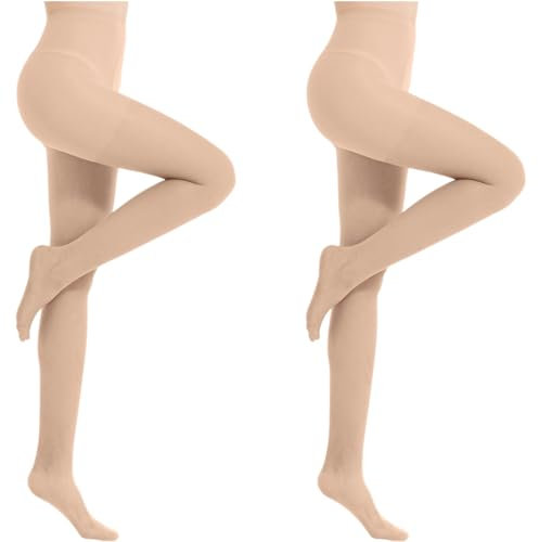 JEYORZY 2er Strumpfhosen Damen, 20 DEN Transparent Feinstrumpfhose Reißfest Seidenstrumpfhose Komfortbund Seidig Stützstrumpfhose, Bauchweg Strumpfhosen, Tummy Control Hohe Taille Butt Lift Für Frauen