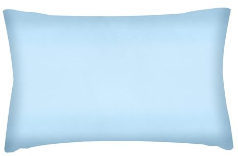WIYETY Mini coussin de sieste pour enfants avec taie d'oreiller en coton - Mini coussin de voyage doux pour enfants - Idéal pour la sieste du déjeuner - Bleu - 28 x 17 cm