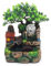 MINRS Zimmerbrunnen Wasserfall, Tischbrunnen mit Led Beleuchtung und Zerstäuber, Grüne Pflanze Brunnen Table Indoor Fountain Deko Tischbrunnen Wasserfall, für Platzierung Wohnzimmer, büro 20 x 16 x 27
