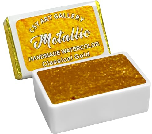 CSY art gallery Aquarellfarbe,volle Näpfchen mit Glitzer-Metallic-Farben,klassisches Goldglitzer-Perlglanz-Aquarell, ideal für Anfänger und Künstler