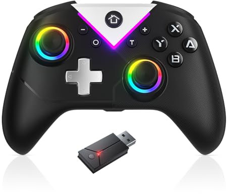Lapezei PC Controller Wireless mit 10 RGB Licht, Gaming Controller PC mit Hall Joystick&Trigger, Bluetooth Controller Kompatibel mit PC/Switch/Tesla/PS3/Android/IOS/Samsung TV
