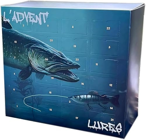 EATAN Fischerei-Überraschungsbox Weihnachten 2024, L’Advent’Lures 2024, Tage voller Überraschungsköder, Angelzubehör-Set, Adventskalender-Geschenk für Köder (Hecht) (Hecht)