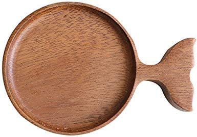 QMOWIZ Salsera de Porcelana Plato de Pescado de Madera Redondo Plategravy Boat Creativo Retro Pintado a Mano vajilla Salsa de inmersión Salsera Botes Salsa Jarra Cuchara de Ramen
