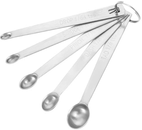 Aeaocvo Esslöffel Dosierlöffel 5 Stück, Edelstahl Messlöffel Set, Messlöffel-Klein, Klein Teelöffel mit Skala, Messlöffel Gramm Gewürzlöffel, Measuring Spoons für Klein Gewürzgläser