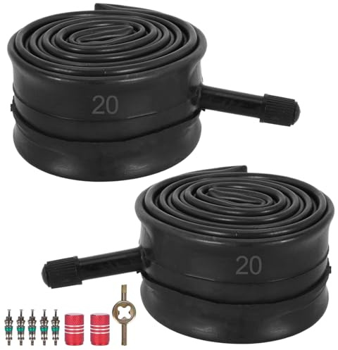 CERICAI 2 Pack 20 inch Bike Tubes, Schrader Valve, Heavy Duty Bicycle Inner Tubes, Black, 20x2.125/2.40, High Airtightness