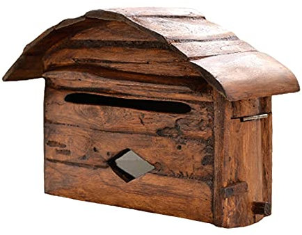 Boîte aux lettres murale rétro, boîtes aux lettres murales extérieures, boîte aux lettres en bois, boîte aux lettres murale rétro avec fenêtre, boîte aux lettres rurale, boîte aux lettres familiale