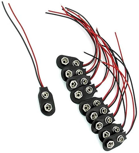 KONTONTY Connettori Per Batterie Da 9v Con Fili 10 Cm 50 Pezzi, Morsetti a Clip Elettrici Per Esperimenti Diy e Dispositivi Elettronici, Installazione Semplice e Resistente