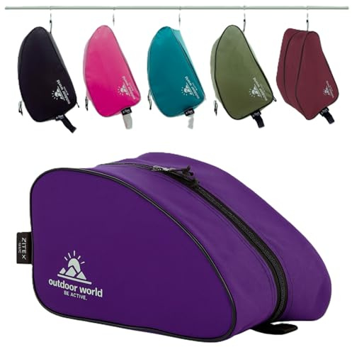 Outdoor World Premium Schuhtasche – Wasserabweisend, mit weitem Reißverschluss, Unisex – Schuhtasche für Wander, Fußball, Rugby- und Golfschuhe–Geeignet für Erwachsene, Kinder, Herren und Damen (Lila)