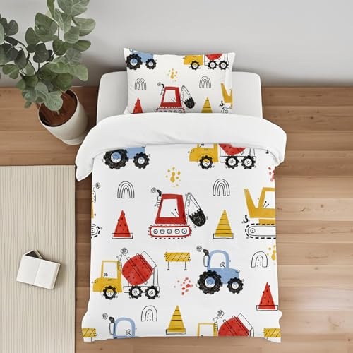 Caregchrisj Toddler Duvet Cover Sets 120 x 150cm Cartoon Print Cot Duvet Cover Set - With Zip Closure And 1 Pillowcase 40 x 60 cm, Soft Breathable Duvet Covers(Cot Bed)