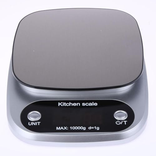 10kg Digital Kitchen Scale Tare Function & Auto Off Premium Stainless Steel for Multifunctional Cooking Food Scale with Backlit LCD Display Premium Food Weight Kitchen Scales Built-in Battery, Sliver