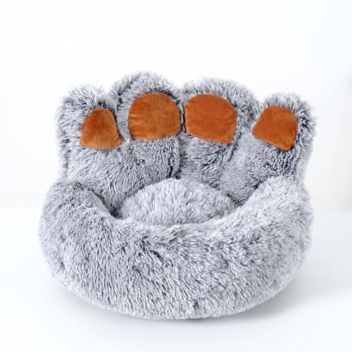 UUE Katzenbett waschbar 70cm Katzen Bettchen Hundebett Sanft Katzenkissen Plüsch Wärmematte Katzenbetten rutschfestes Katzensofa Hundesofa Tierbett Hundebett Katzenbett Grau