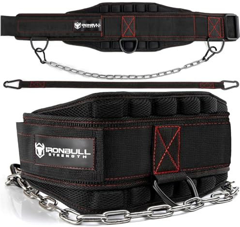 Advanced Dip Belt V2 – Heavy-Duty Weighted Belt with Reinforced Back, Chain & Nylon Strap – 3-Point Anchor D-Rings for Dips, Pull-Ups, Squats & More (Large)
