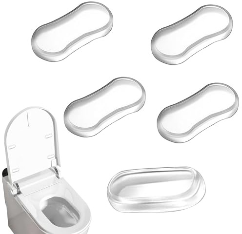 AMSGANK Lot de 5 Tampon Abattant WC, Amortisseur Universel WC Pare-chocs de Siège de Toilette Autocollantes en Caoutchouc Transparent, Réduire les Bruit