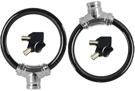 MyyYiTar 2Pcs 11mm Bike Lock - 7-Pin Zinc Alloy Ring Lock with Keys, 112g Lightweight & Chain Extended for Bicycle/E-Bike, Secure for Quick Stops-Black