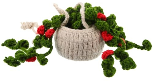Sosoport Crochet Hanging Plant Car Ornament Soft Wool Potted Plant Decor for Rear View Mirror Unique Accessory for Car Interior Adorable Crochet Pendant Creative Dashboard Charm