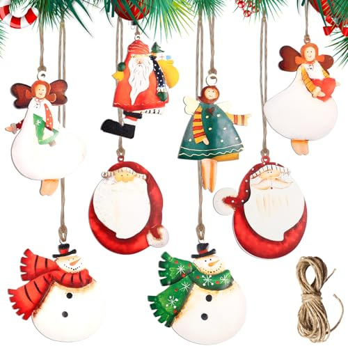 Scettar 32 Stück Weihnachtsanhänger Holz Christbaumschmuck,Engel Anhänger,Weihnachten Deko,Baumschmuck Weihnachtsdeko Christmas Decorations für Tannenbaum, Adventskalender, Geschenke, DIY Basteln