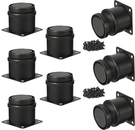Worown 8 Stück Möbelfüße Verstellbar (5 cm - 6.5 cm), Schwarze Metall MöBelbeine mit 32 Schrauben, 50 mm Möbelbeine für Bett, Fernsehschrank, Sofa, Bücherregal, Couchtisch und Schreibtisch