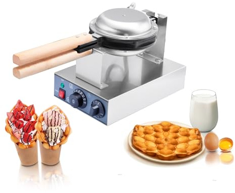 HAKKA Egg Waffle Machine,180 ° Rotating Heating Waffle Maker in 5 Minutes,Stainless Steel Electric Egg Cakes Maker,220V/1400W Doughnut Makers