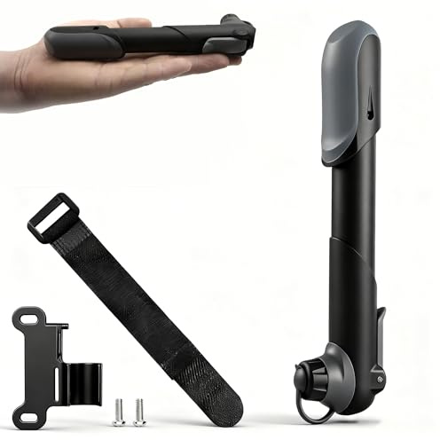 DIYCUT Mini Pompe à Vélo, Pompe VTT Portable, Pompes Velo Mini Universelle, avec Support de Cadre, Convient aux Valves Presta, Schrader, pour Route, Montagne, VTT, Sport (Noire)