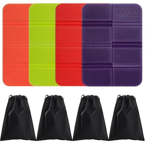 4 Sitzkissen Outdoor Faltbar, Thermo Sitzunterlage Outdoor, Faltbares Sitzkissen für Unterwegs Camping Picknick Garten Stadionkissen Sitzmatte Outdoors Thermositzkissen, mit 4 Aufbewahrungstasche