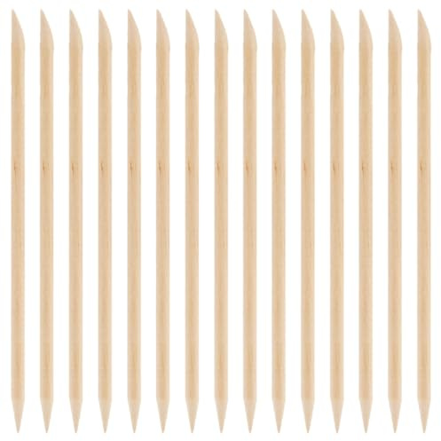 HEALEEP Palillos de Uñas Madera 200 Unidades, Herramienta Multifunción para Empujar Cutículas y Eliminar Durezas, para Manicura y Pedicura en Casa