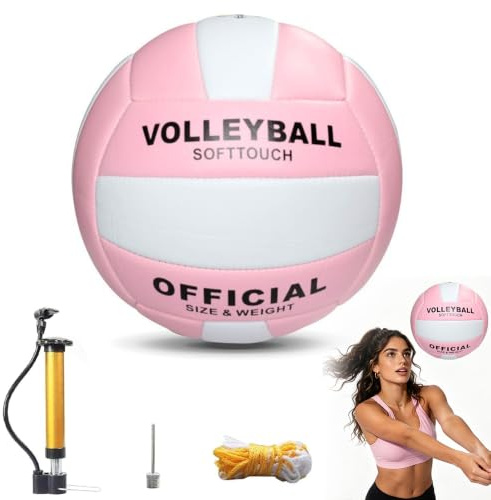 RNPKZ Volleyball Official Size 5, Soft Touch Volleyball | Beach Volley ball, Soft Volleyball with Pump and Mesh Bag, Waterproof Volleyball for Indoor Outdoor Beach Pool Gym