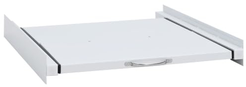 Mangloder - Marco intermedio para lavadoras y secadoras de acero con estante extensible, base universal para apilamiento, 60 x 60 x 8 cm, color blanco para lavandería y sótano