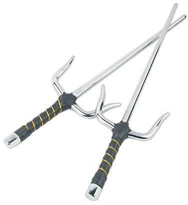 Superdo Octagon Metal Martial Arts Sai Multi Size（Black and Silver） (Silver, 15)