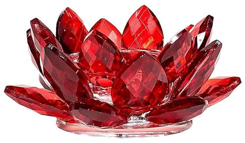 Teelichthalter Lotus Kristallglas rot - 4.5x11 cm