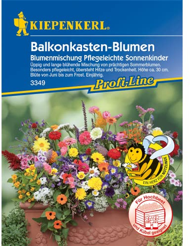 Kiepenkerl 3349 Balkonkasten-Blumen Blumenmischung Pflegeleichte Sonnenkinder (Balkonkastennsamen)
