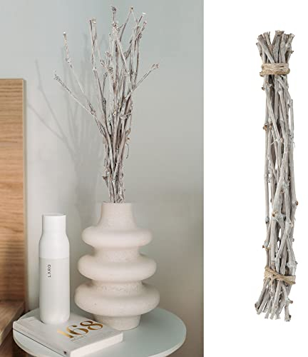 Cepewa Dekobündel Weinzweige | 60cm weiß Astbündel mit Juteseil | Holzbündel Äste Zweige Deko (1 x Astbündel weiß)