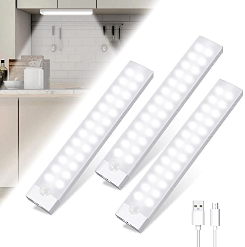 Tailcas Lampe mit Bewegungsmelder, wiederaufladbar über USB, Schrankbeleuchtung mit Küchensensor, Nachtlicht für Schrank, dimmbar, Schranklicht für Schrank, Treppe, Flur