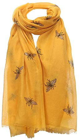 XNHIU Bumble Bees Scarf Bumble Bee Print Scarf Bees Soft Scarfs Lightweight Scarfs Wrap Shawl (Yellow)